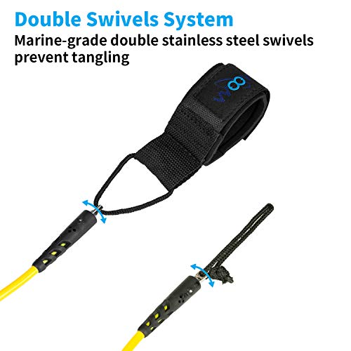 image for WOOWAVE Bodyboard Leash Wrist Coiled Bodyboarding Leash Premium Body B