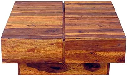 The Attic Meadow Centre Table|Coffee Table for Living Room|Solid Sheesham Wood Centre Table|Teak Matte Finish