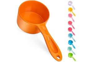 SUPER DESIGN SUPERDESIGN 1/2 Cup Dog Food Scoop for Container Melamine Measuring Scoop for Dogs Cats Birds and Rabbits Pet Food Feeding Scoop Dishwasher Safe - Orange