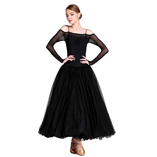 レディース B07k5724d6 L ブラック 競技用 パーティー舞台衣装 競技会 ダンス服 ステージ衣装 ブラック モダンドレス L ワンピース 社交ダンス 演出服 レディース ダンスウェア バレエ 人気の新作 Elradarrenca Cl