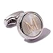 HJ Men's 2PCS Fashion Dazzle Tuxedo Shirts Platinum Plated Cufflinks Initial Letter 2 Color A-Z (Silver M)