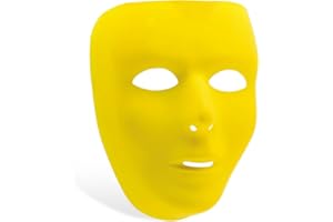 AMSCAN Yellow Plastic Full Face Mask For Adults - 6.25" x 7.75" (1 Count) - Eye-Catching Color, Bold & Durable - Perfect Fit & Comfort - Ideal For Costume Parties & Special Events