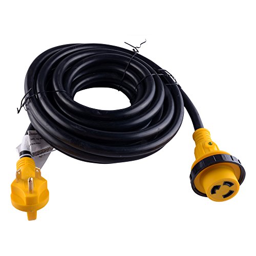 LeisureCords 25' Power / Extension Cord with 30 AMP Male Standard/30 AMP Female Locking Adapter