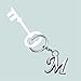 Monnel Stylish Letter M Simple Alphabet Key Ring Keychain with Velvet Bag Z-333, Silver, 3.4 (L) x 1.3 (W) x 0.1 (H) in inches