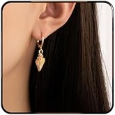 Gold Shell Charm Hoop Earrings for Women Bohemian Style Conch Dangle Drop Earrings Hypoallergenic Lightweight Small Hoop Earrings Vintage Summer Seaside Ocean Jewelry