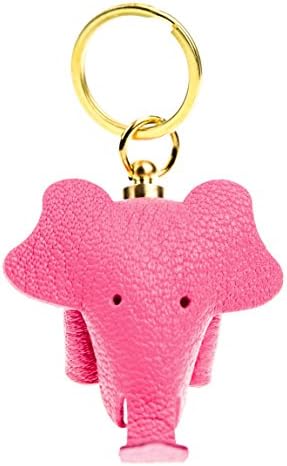 SALTY FISH Genuine Leather Purse Pendant Charm Keychain Decoration Gift for Women or Girls (Pink（elephant）)