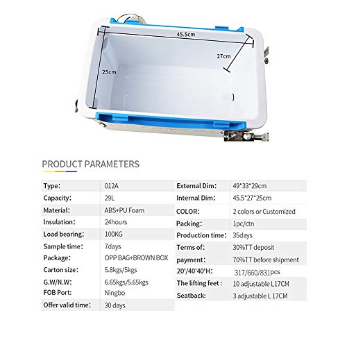 ZFF Isolierung Fischereikasten Mit Sitz & Rückenlehne 29L Verdicken Angelausrüstung Aufbewahrungskiste Vier Heben Bein – Bild 4