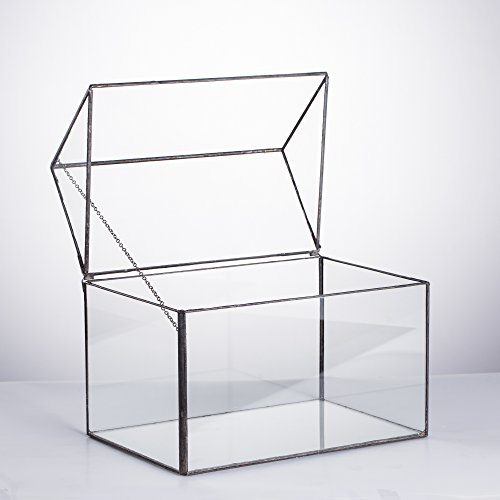 NCYP Large House Shape Close Glass Geometric Terrariumn Tabletop Succulent Plant Box Planter Moss Fern Swing Lid Reptile 8.6 inches x 7.25 inches x 6 inches - Thumbnail 4