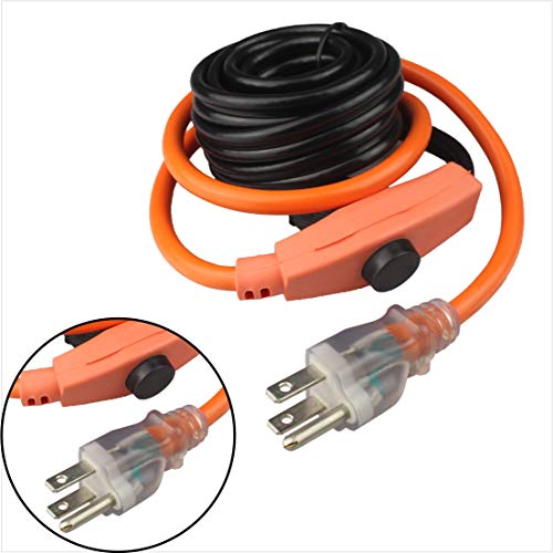 3-Feet Valve and Pipe Heating Cable with Built-in Thermostat- preventing RV hose freezing or down a gutter downspout
