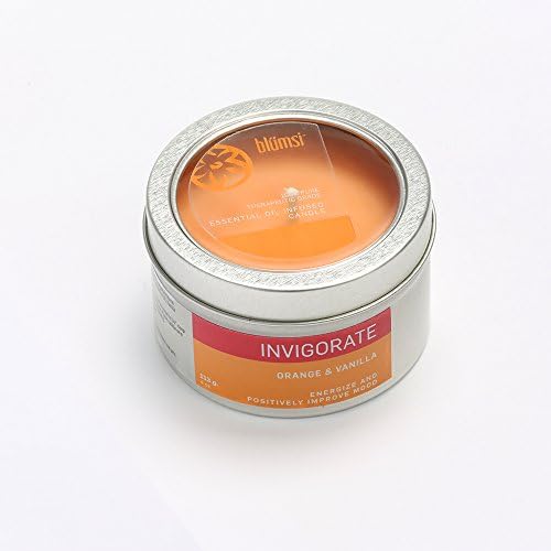 Essential Oil Infused Candles | Orange &amp; Vanilla (Invigorate, 4 oz) by Blumsi