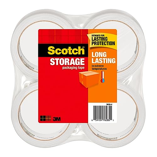 Scotch Moving & Storage Tape, 1.88" x 54.6 yards, 3" Core, Clear, 4 Rolls/Pack