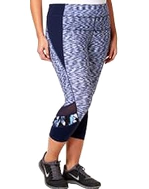 Performance Women's Plus Size Blue Space-Dyed Cropped Leggings