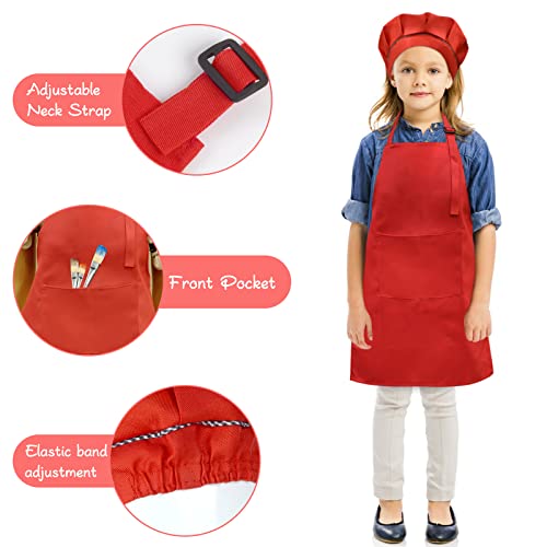 SUNLAND Kids Apron and Hat Set Children Chef Apron for Cooking Baking Painting