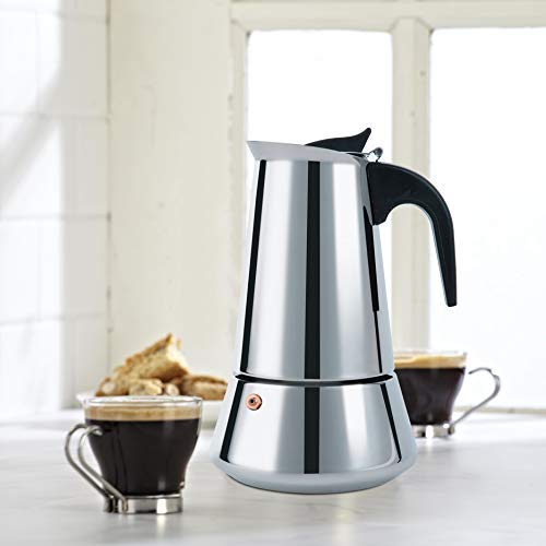 FCUS Stovetop Espresso Maker, 2cup/100ml Greca Coffee Maker Moka Pot