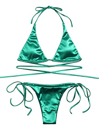 SOLY HUX Women's Metallic Halter Top Two Piece