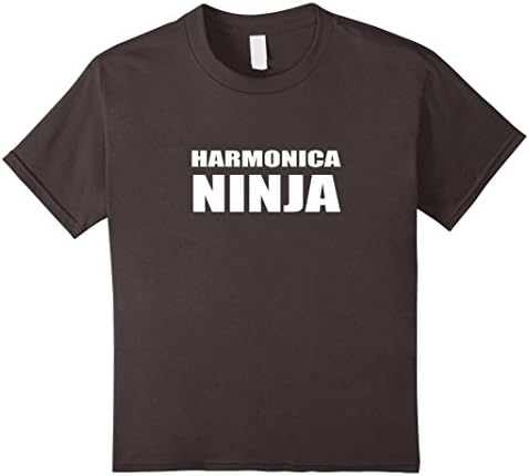 Kids Harmonica Ninja Shirt Musician Band Tee 10 Asphalt