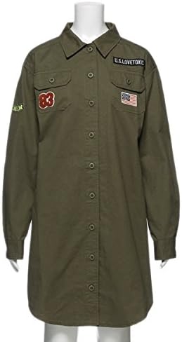 Amazon ラブトキシック Lovetoxic ミリタリーシャツワンピース カーキ 150 ガールズ 通販