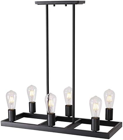 Island Pendant Lighting Vintage Rectangular Black Rustic Chandelier Lighting Industrial 6 Lights Kitchen Island Lighting Fixtures by Lucidce