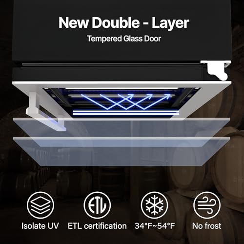 Ca'Lefort 15 Inch Beverage Refrigerator, 80 Can 1-12°C Beverage Fridge, Drink Fridge with Glass Door 3 LED Beverage Cooler Built in or Freestanding, Perfect for Home/Kitchen(3.0 cu.ft)
