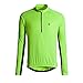 KORAMAN Men's Reflective Long Sleeve Cycling Jersey with Back Zipper Pocket Loose Fit Bike Biking Shirts (Green, XL)