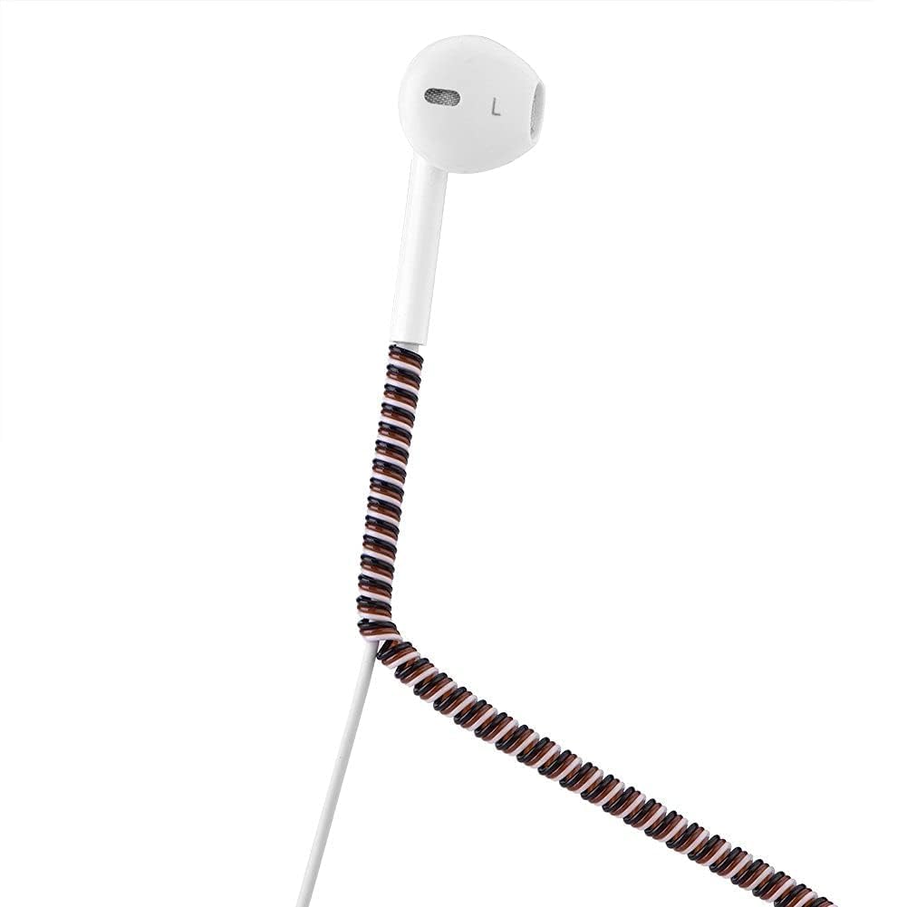 USB Charging Cable Protector, Spiral Cable Protective Sleeve Tube Wire Protectors Cord Headphone Saver Charging Cord Line Saver Protector for Headphone Laptop Earphone (Black+Brown+White)