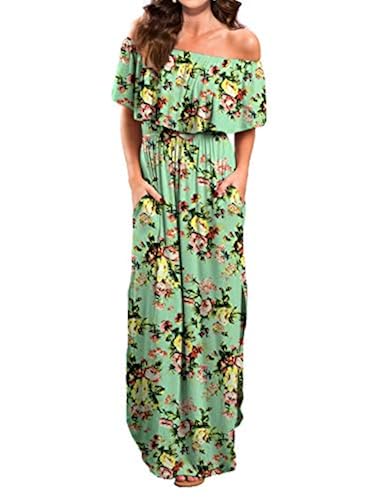 off shoulder floral long dress