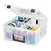 IRIS USA 20 Quart Portable Clear Plastic Storage Bins with Handle, Secure Latches, 4 Removable Inner Cups and 4 Dividers, Clear/Black, 2 Pack