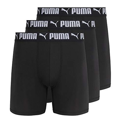 PUMA mens 3 Pack Athletic Fit Boxer Briefs, Puma Black, X-Large US
