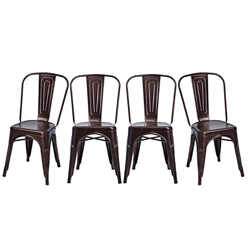 Merax Stackable Metal Dining Chairs Steel Side Chairs with 