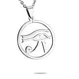 HooAMI Mens Womens Silver Round Pendant Necklace Stainless Steel Jewelry 22 inch Chain