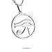 HooAMI Mens Womens Silver Round Pendant Necklace Stainless Steel Jewelry 22 inch Chain