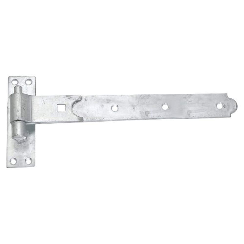 Merriway BH07132 Gate Hinge Heavy Duty Hook & Band Straight Flat Galvanised, Silver Tone, 400 x 45 x 4mm