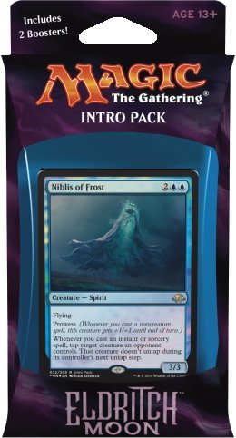 Magic the Gathering: MTG Eldritch Moon: Intro Pack / Theme Deck: Dangerous Knowledge (includes 2 Booster Packs & Alternate Art Premium Rare Promo) Blue / Red - Niblis of Frost