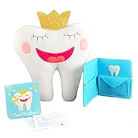 Tooth Fairy Pillow Kit with Notepad and Keepsake Pouch. 3 Piece Set Includes Pillow with Pocket, Dear Tooth Fairy Notepad, Keepsake Wallet Pouch That Holds Teeth, Notes, and Photograph.