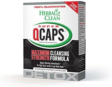 Herbal Clean Super Qcaps Maximum Strength - Herbal Supplement - For High Toxin Levels or Larger Body Mass - 4 Capsules (Pack of 2)