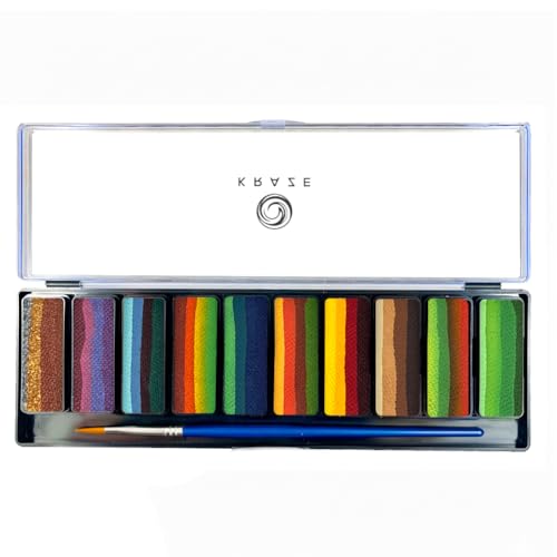 Kraze FX Peaks Face Paint Palette by Tamina Mohammed - 10 Colors Professional Split Cake Set - 3/4