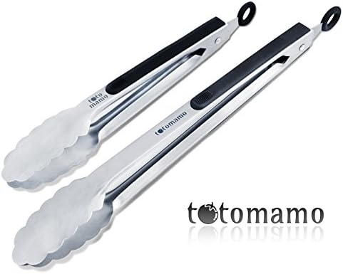 Kitchen Tongs, IQ-Tongs Set of 2 pieces Stainless Steel, Smart Design Locking Tongs, 12 Inches & 9 Inches, Best Serving For Barbecue BBQ, Salad Mixing, Cooking, Grilling, Baking...