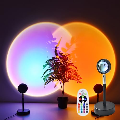 PKDEF Lámpara de proyección con 16 Colores, Proyector de Luz Arcoíris de Rotación de 360 Grados con control remoto, para cumpleaños, Día del Niño, decoración y fotografía