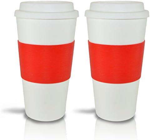 2 Pcs Set of 16 Ounce Coffee Cups, Travel To-go Mugs, With Lid &amp; Comfort Grip Eco-friendly Reusable.