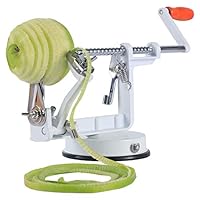 Apple peeler, Apple Peeler and Corer with Suction Base 3 in 1 Slinky Machine Durable Heavy Duty Die Apple Peelers Made In USA (White)