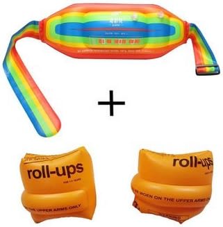 ACSTERB Inflatable Water Flotation Swim Waist Belt Swim Vests and Arm Bands Sleeves Water Wings Swimming for Children and Adults