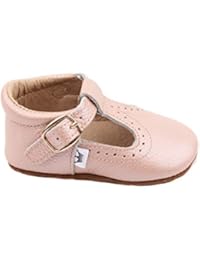 Liv & Leo Baby Girls Mary Jane T-bar T-Strap Oxford Soft Sole Crib Shoes Leather (0-6 Months, Blush)