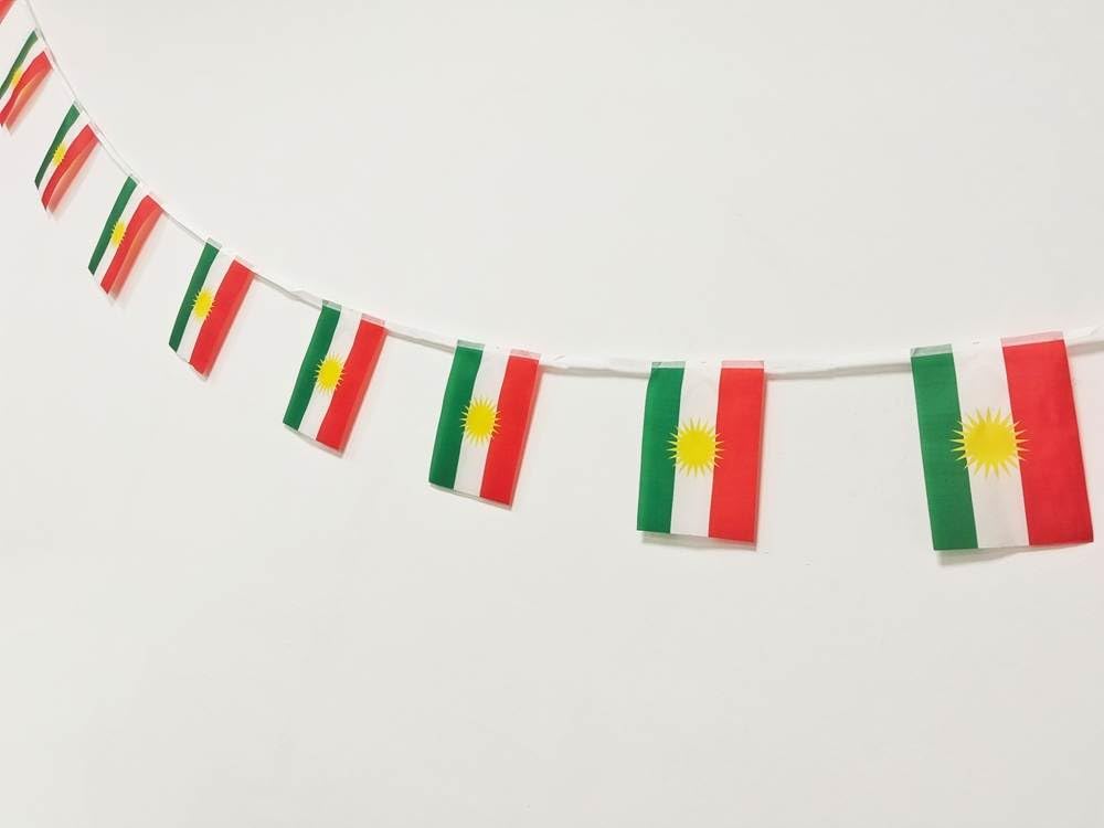 Pandiui23 Kurdistan Flag 40 Pcs Kurdistan Flag, Kurdistan Garland 11.4M, Kurdistan Pennants, National Flag European Flags 5.5x8.3 Inch for Bar Decorations