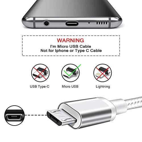 Micro USB Cable 10ft 3 Pack Android Charger Cable Extra Long Nylon Braided Charging Cord High Speed Durable Fast Charging for Samsung Galaxy S7 Edge S6 S5 Android Phone