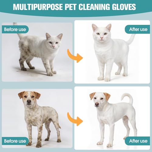 20 Pieces Dog Washing Gloves Hypo-Allergenic Pet Wipes Care for Dogs and Cats