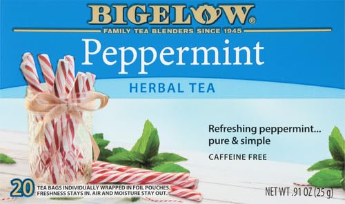 BIGELOW PEPPERMINT CAFFEINE FREE HERBAL TEA, 20 CT