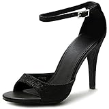 Ollio Women's Shoe Metalic Glitter Ankle Strap High Heel Dress Sandal