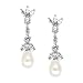Mariell Cubic Zirconia & Freshwater Pearl Drop Bridal Earrings - Marquis-Cut CZ & Pearls Wedding Dangles