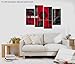 Wieco Art Large 4 Piece Red and Black with Circles Modern Abstract Artwork Giclee Canvas Prints Black and Red Pictures Paintings on Canvas Wall Art for Living Room Bedroom Home Decorations