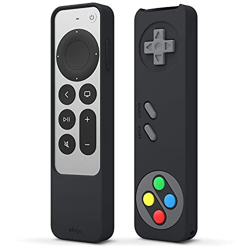elago R4 Retro Case Compatible with 2022 Apple TV 4K Siri Remote 3rd Generation, Compatible with 2021 Apple TV Siri Remote 2nd Gen - Classic Controller Design [Non-Functional], Lanyard (Black)